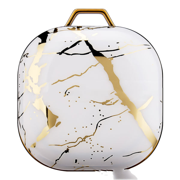 HKM-888083 Gold Purple Marble IMD Protective Sleeve for Buds Live Earphones, PC Hard Shell Cover, Drop and Stain Resistant