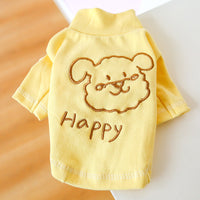 HKM-8881725 Happy Puppy Bottoming Shirt for Pets - Blue and Yellow, Polyester Fabric, Various Sizes Available