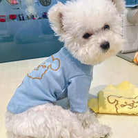 HKM-8881725 Happy Puppy Bottoming Shirt for Pets - Blue and Yellow, Polyester Fabric, Various Sizes Available