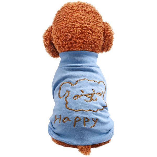 HKM-8881725 Happy Puppy Bottoming Shirt for Pets - Blue and Yellow, Polyester Fabric, Various Sizes Available
