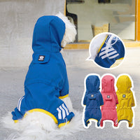 HKM-8883517 Waterproof Dog Raincoat in Lake Blue, Rose Red, and Turmeric - Available in S, M, L, XL, 2XL