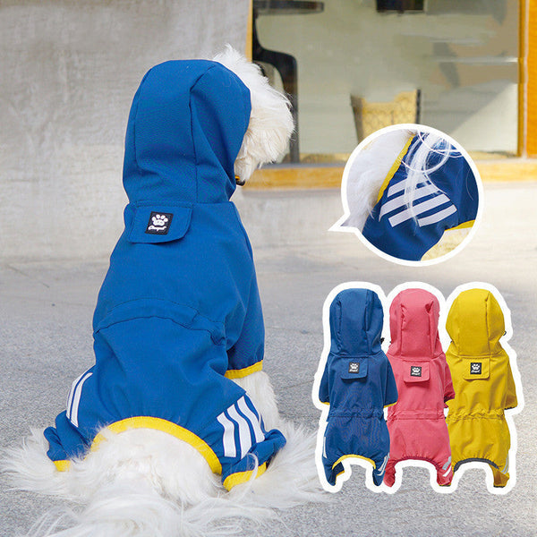 HKM-8883517 Waterproof Dog Raincoat in Lake Blue, Rose Red, and Turmeric - Available in S, M, L, XL, 2XL