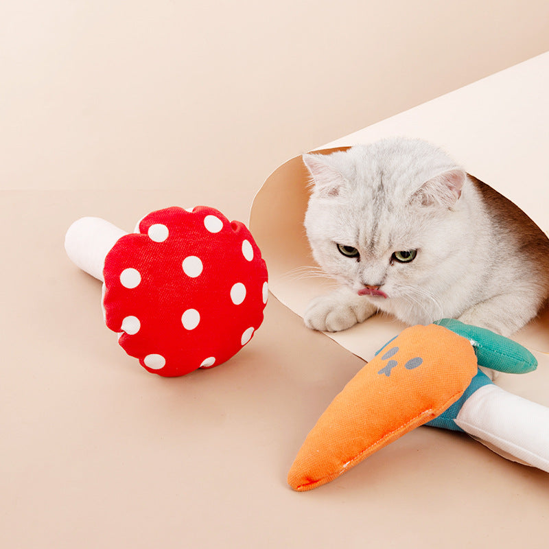 HKM-8883773 Plush Mushroom Cat Chew Toy for Biting and Fun - 25x10cm