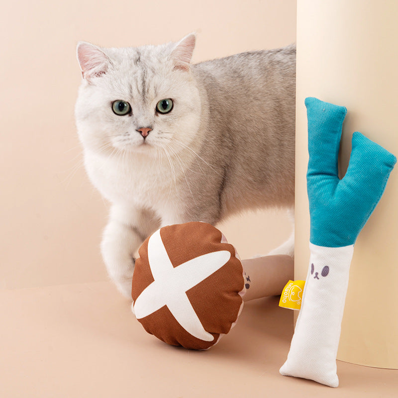 HKM-8883773 Plush Mushroom Cat Chew Toy for Biting and Fun - 25x10cm