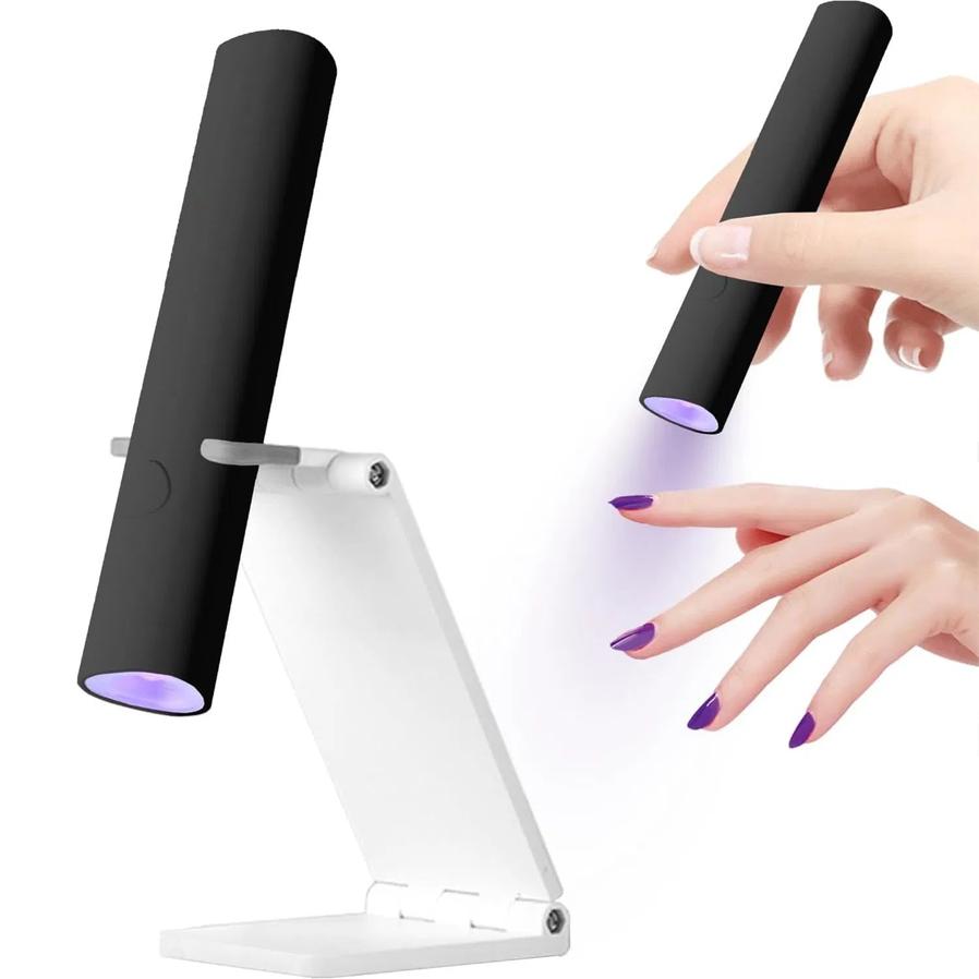 HKM-888467 Portable Mini UV LED Nail Lamp with Adjustable Stand - Rechargeable, 2 Timer Modes for Fast Drying Gel Nails