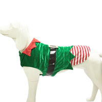 HKM-8885309 Festive Green Elf Dog Costume for Christmas - Adjustable Size, Cozy Cotton Design