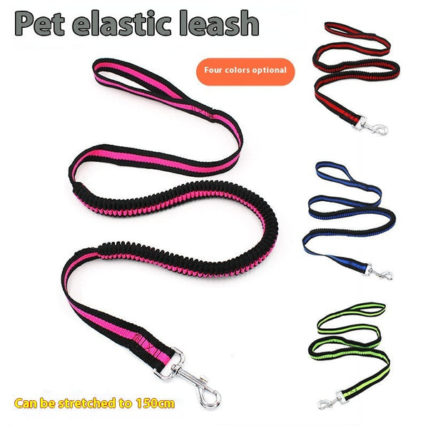 HKM-8885949 Elastic Pet Hand Holding Leash with Chest Strap, Available in Blue, Red, Green, and Rose, Nylon Material, 2.5*120 cm, Stretchable to 150 cm