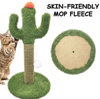 HKM-8886589 Cactus Cat Climbing Tree - Multi-Level Activity Center with Solid Wood Base and Natural Sisal Scratching Pillar