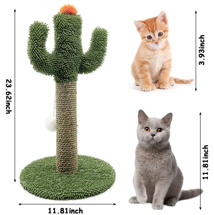 HKM-8886589 Cactus Cat Climbing Tree - Multi-Level Activity Center with Solid Wood Base and Natural Sisal Scratching Pillar