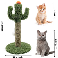 HKM-8886589 Cactus Cat Climbing Tree - Multi-Level Activity Center with Solid Wood Base and Natural Sisal Scratching Pillar