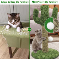 HKM-8886589 Cactus Cat Climbing Tree - Multi-Level Activity Center with Solid Wood Base and Natural Sisal Scratching Pillar