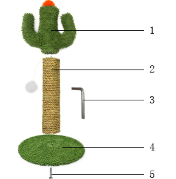 HKM-8886589 Cactus Cat Climbing Tree - Multi-Level Activity Center with Solid Wood Base and Natural Sisal Scratching Pillar