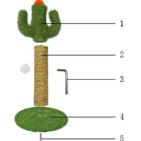 HKM-8886589 Cactus Cat Climbing Tree - Multi-Level Activity Center with Solid Wood Base and Natural Sisal Scratching Pillar