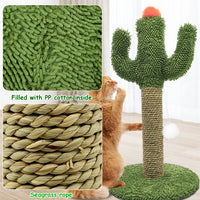 HKM-8886589 Cactus Cat Climbing Tree - Multi-Level Activity Center with Solid Wood Base and Natural Sisal Scratching Pillar