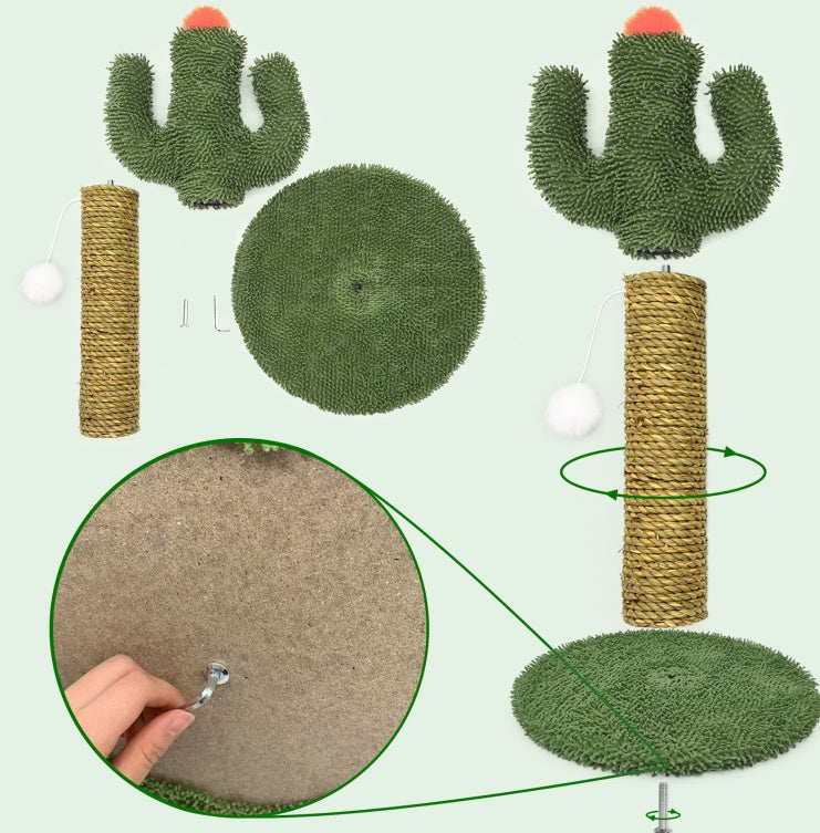 HKM-8886589 Cactus Cat Climbing Tree - Multi-Level Activity Center with Solid Wood Base and Natural Sisal Scratching Pillar