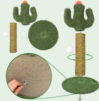 HKM-8886589 Cactus Cat Climbing Tree - Multi-Level Activity Center with Solid Wood Base and Natural Sisal Scratching Pillar