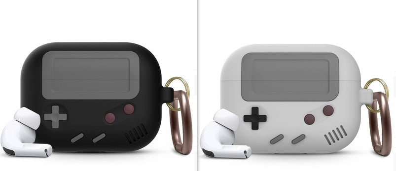HKM-888659 Silicone Cover Case for AirPods Pro with Classic Game Console Design and Keychain Attachment