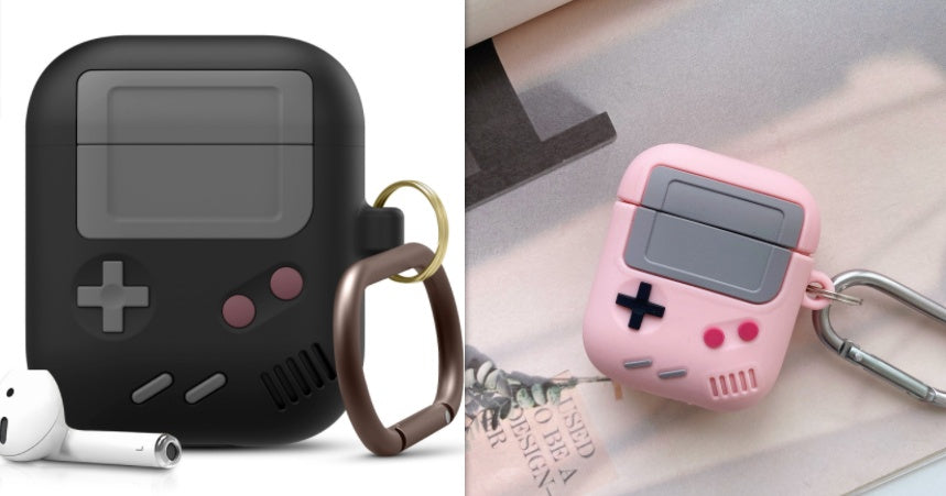 HKM-888659 Silicone Cover Case for AirPods Pro with Classic Game Console Design and Keychain Attachment