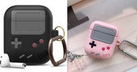 HKM-888659 Silicone Cover Case for AirPods Pro with Classic Game Console Design and Keychain Attachment