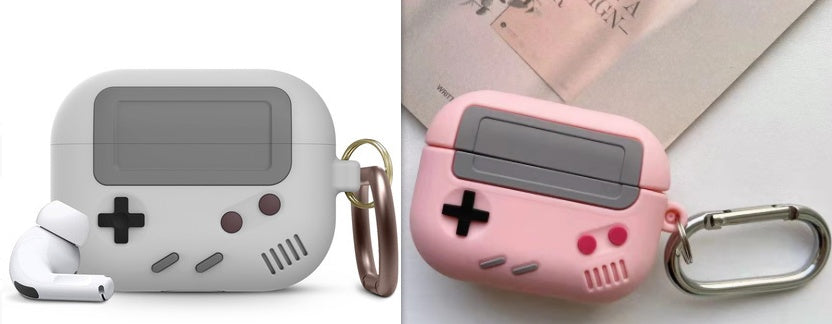 HKM-888659 Silicone Cover Case for AirPods Pro with Classic Game Console Design and Keychain Attachment
