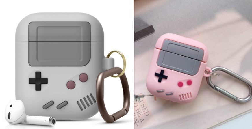 HKM-888659 Silicone Cover Case for AirPods Pro with Classic Game Console Design and Keychain Attachment
