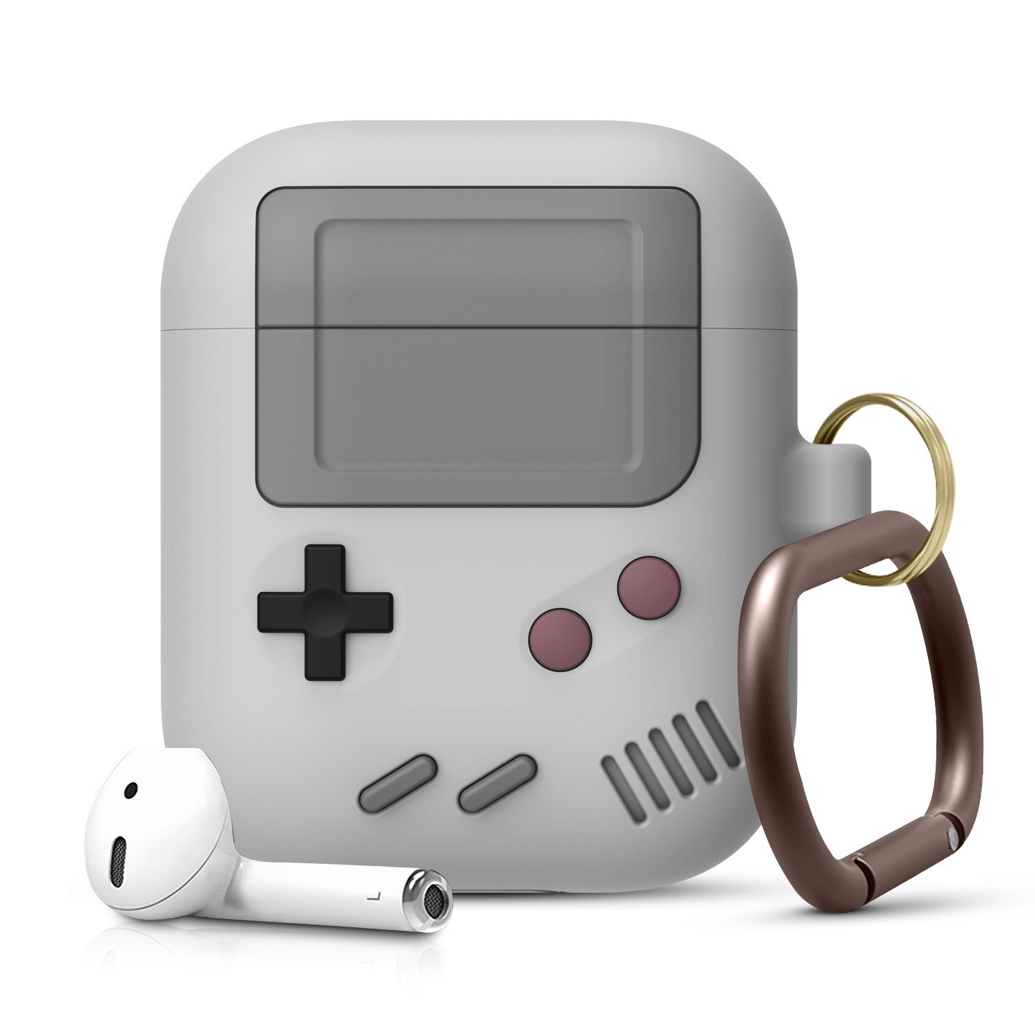 HKM-888659 Silicone Cover Case for AirPods Pro with Classic Game Console Design and Keychain Attachment