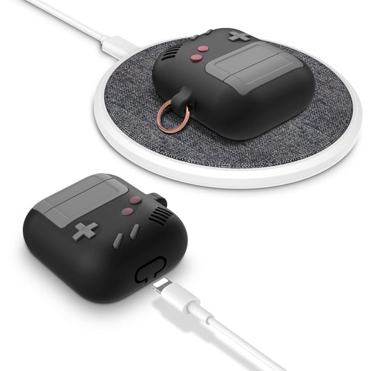 HKM-888659 Silicone Cover Case for AirPods Pro with Classic Game Console Design and Keychain Attachment