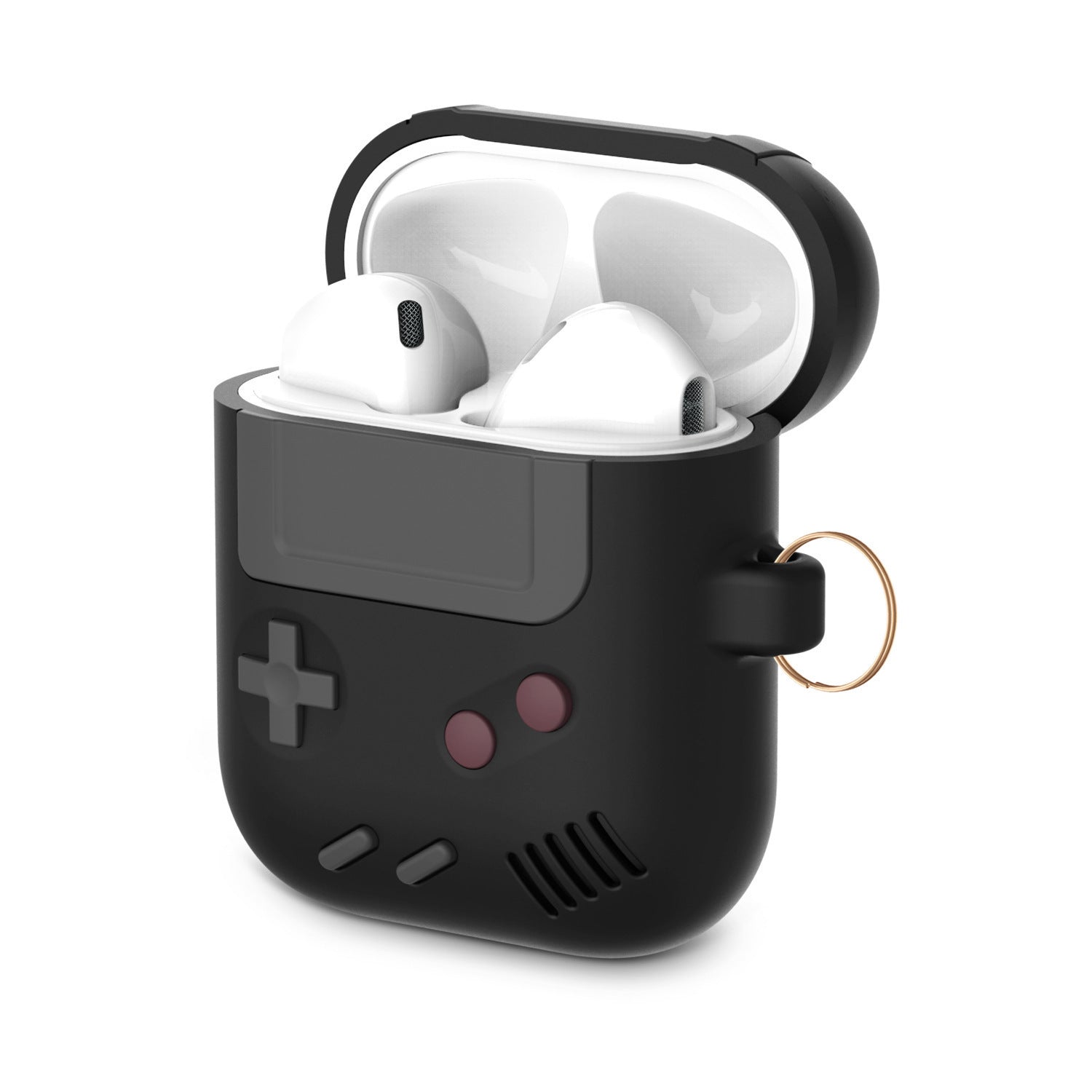 HKM-888659 Silicone Cover Case for AirPods Pro with Classic Game Console Design and Keychain Attachment
