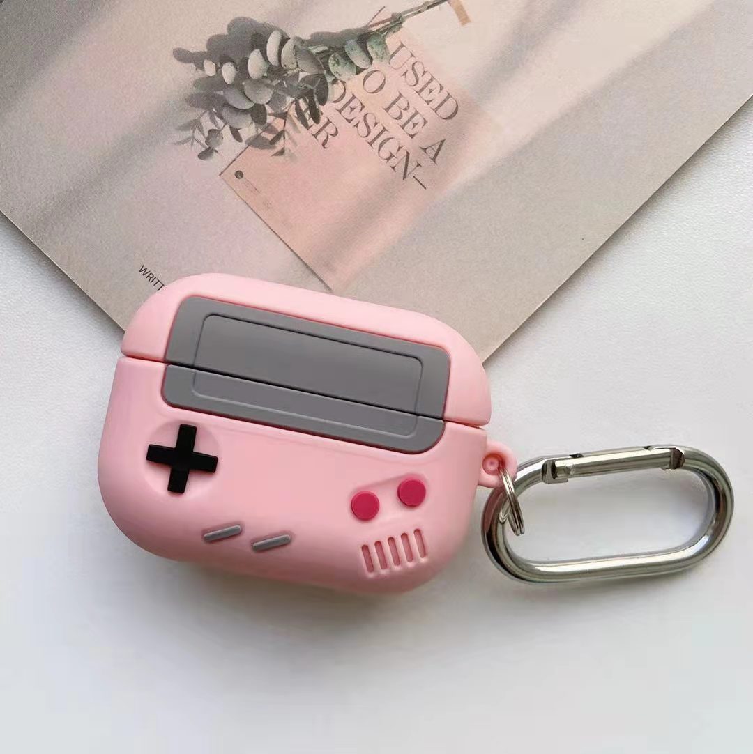 HKM-888659 Silicone Cover Case for AirPods Pro with Classic Game Console Design and Keychain Attachment