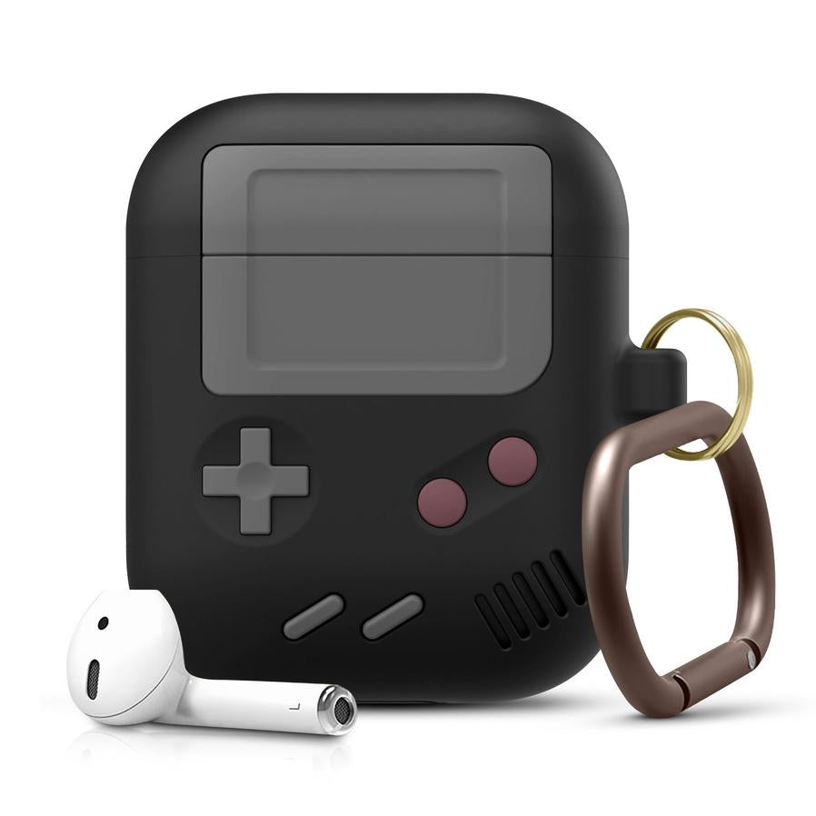 HKM-888659 Silicone Cover Case for AirPods Pro with Classic Game Console Design and Keychain Attachment