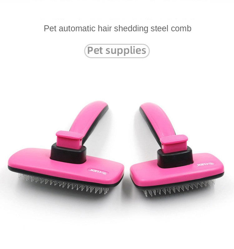 HKM-8886717 Automatic Stainless Steel Pet Grooming Comb for Dogs and Cats with Retractable Self-Cleaning Feature