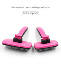 HKM-8886717 Automatic Stainless Steel Pet Grooming Comb for Dogs and Cats with Retractable Self-Cleaning Feature