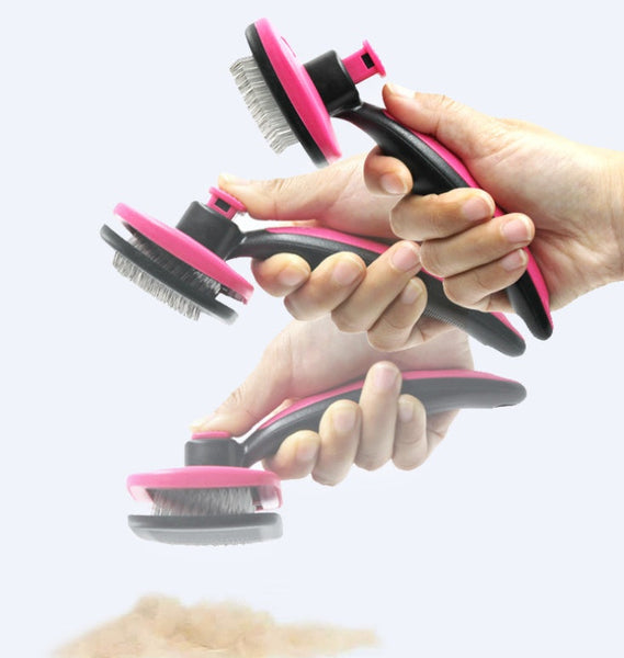 HKM-8886717 Automatic Stainless Steel Pet Grooming Comb for Dogs and Cats with Retractable Self-Cleaning Feature
