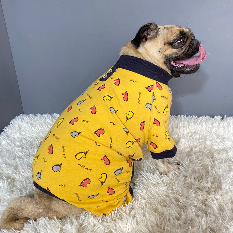 HKM-8887485 Autumn and Winter Four-Legged Cotton Dog Apparel in Milk White and Yellow Lotus Root