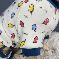 HKM-8887485 Autumn and Winter Four-Legged Cotton Dog Apparel in Milk White and Yellow Lotus Root