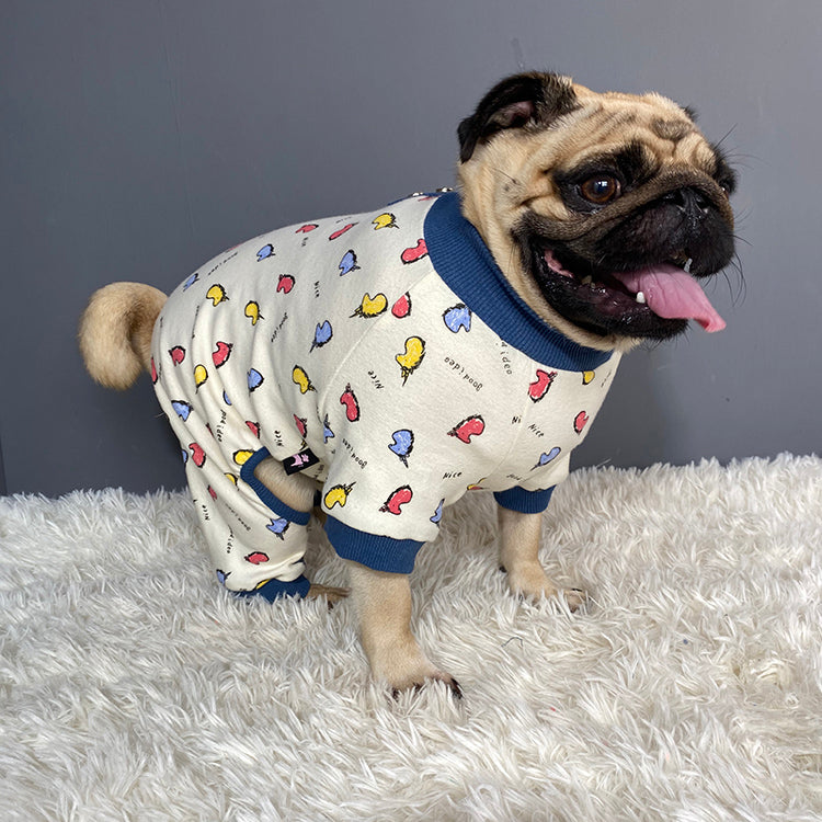 HKM-8887485 Autumn and Winter Four-Legged Cotton Dog Apparel in Milk White and Yellow Lotus Root