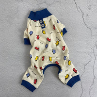 HKM-8887485 Autumn and Winter Four-Legged Cotton Dog Apparel in Milk White and Yellow Lotus Root
