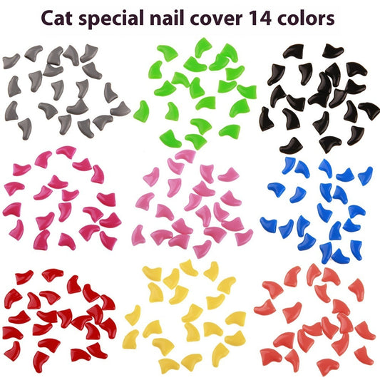 HKM-8887741 Cat Nail Covers in Various Colors - Silicone Grooming Supplies for Cats, Multiple Sizes Available