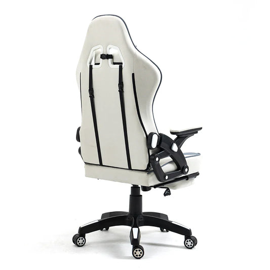 HKM-888851 Adjustable RGB Gaming Chair with Luxury Headrest in White