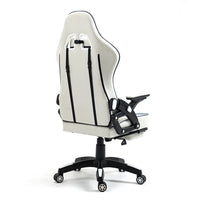 HKM-888851 Adjustable RGB Gaming Chair with Luxury Headrest in White