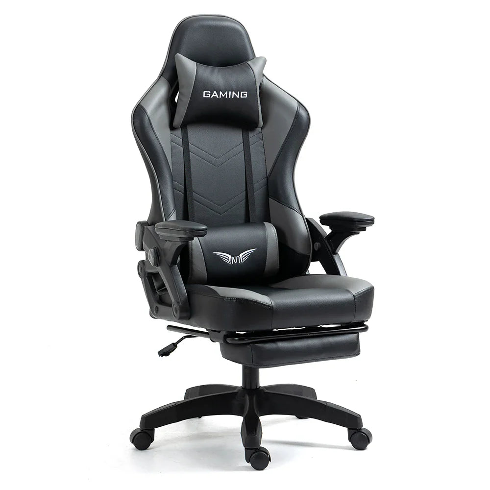 HKM-888851 Adjustable RGB Gaming Chair with Luxury Headrest in White
