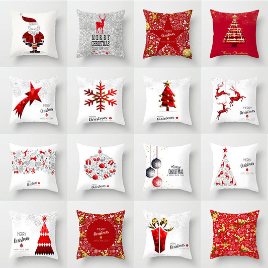 HKM-889043 Modern Christmas Pillow Cover - Polyester, 45x45cm, Multiple Patterns Available