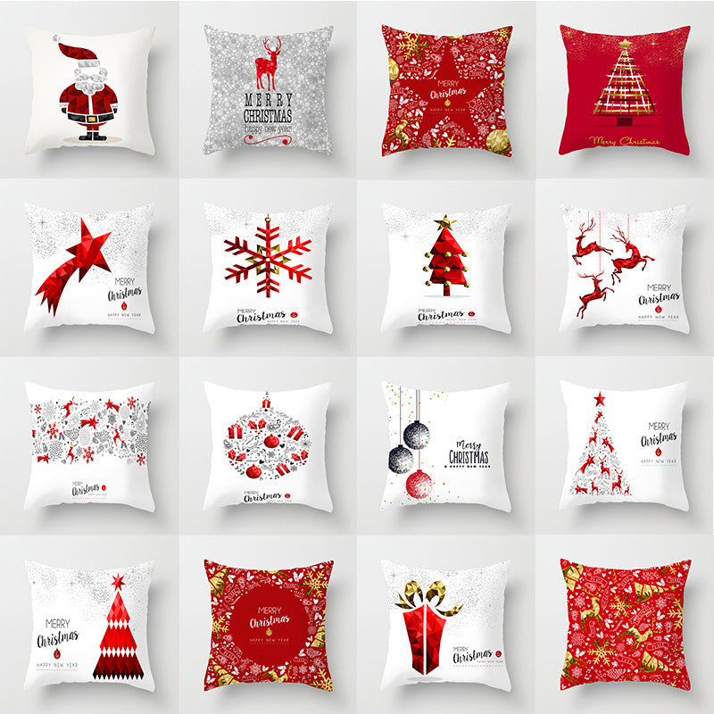 HKM-889043 Modern Christmas Pillow Cover - Polyester, 45x45cm, Multiple Patterns Available