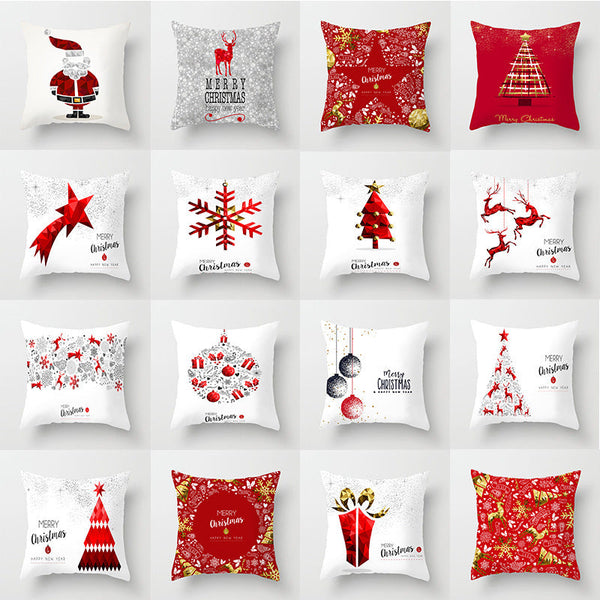 HKM-889043 Modern Christmas Pillow Cover - Polyester, 45x45cm, Multiple Patterns Available