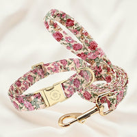 HKM-8890685 Customizable Dog Collar with Matching Leash and Bag - All Cotton Fabric, Multiple Sizes Available