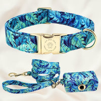 HKM-8890685 Customizable Dog Collar with Matching Leash and Bag - All Cotton Fabric, Multiple Sizes Available