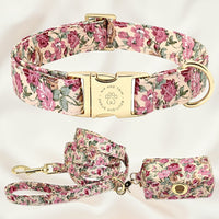 HKM-8890685 Customizable Dog Collar with Matching Leash and Bag - All Cotton Fabric, Multiple Sizes Available