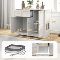 HKM-8892349 Cat Litter Box Enclosure with Storage and Anti-Tip Kit, White, 39" x 18" x 31.5"
