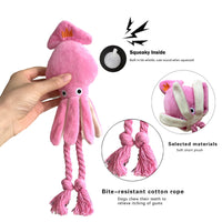 HKM-8894141 Squeaky Pink Squid Plush Dog Toy for Small to Medium Dogs - Durable Corduroy Chew & Fetch Toy