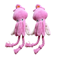 HKM-8894141 Squeaky Pink Squid Plush Dog Toy for Small to Medium Dogs - Durable Corduroy Chew & Fetch Toy